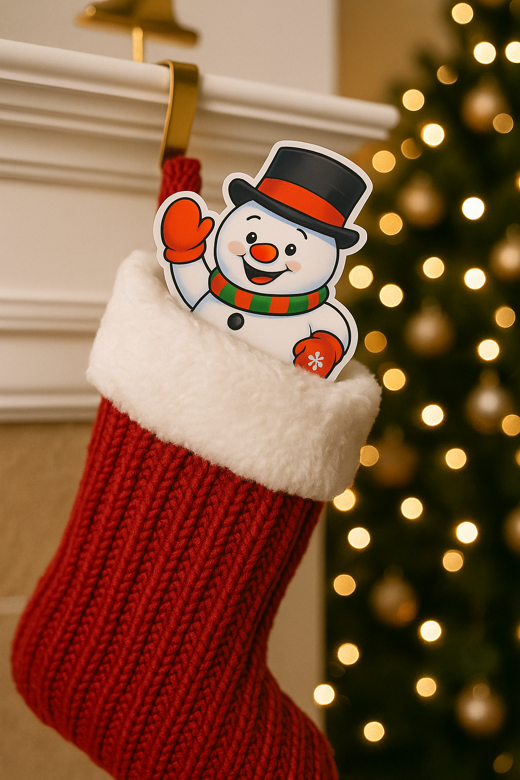 Kiss-Cut Snowman Christmas Sticker – Premium Vinyl Holiday Decal (4” or 5.5” Sizes)