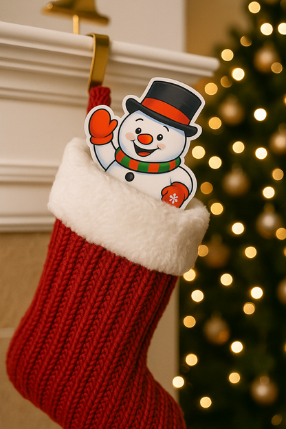 Kiss-Cut Snowman Christmas Sticker – Premium Vinyl Holiday Decal (4” or 5.5” Sizes)