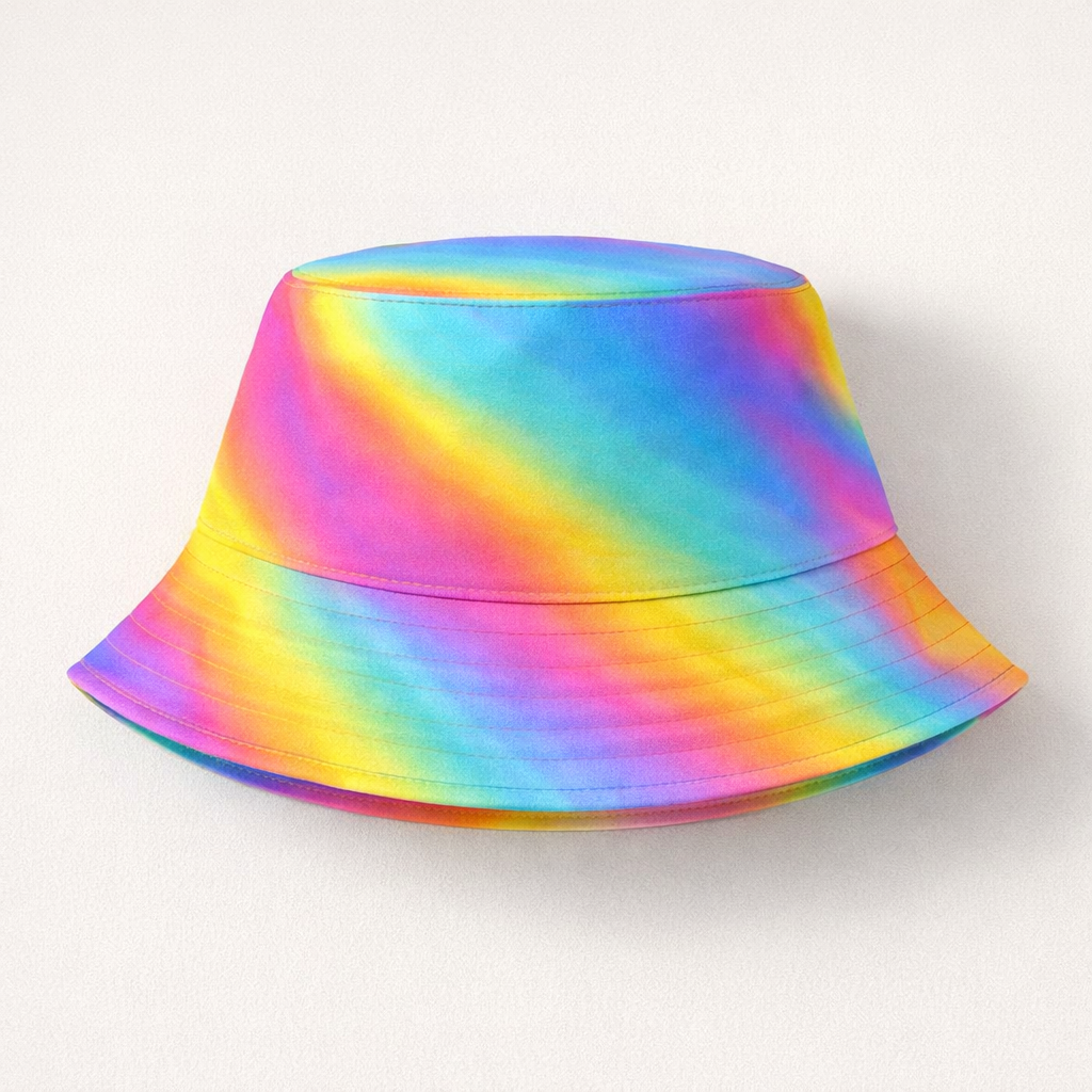 rainbow tie dye reversible bucket hat