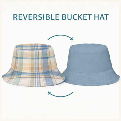 Reversible Blue Plaid Bucket Hat