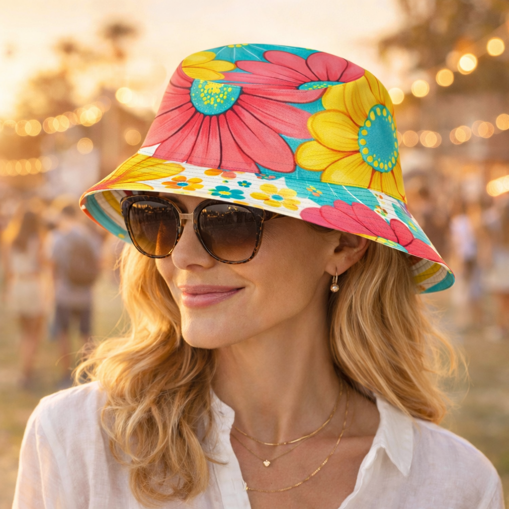 Reversible Floral Stripe Bucket Hat