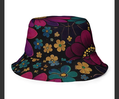 retro floral reversible bucket hat