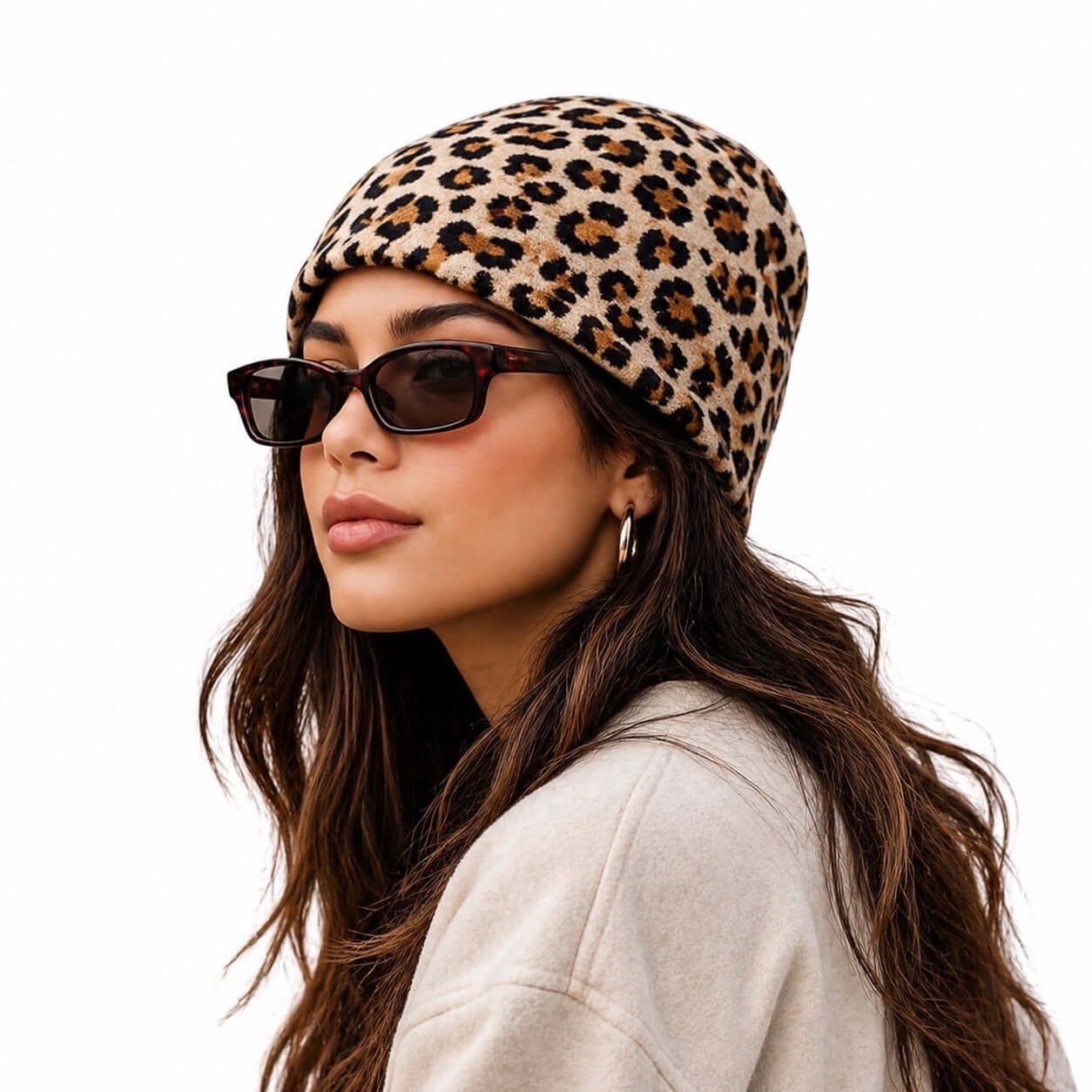 Leopard Print Beanie Hat