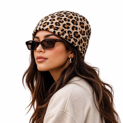 Leopard Print Beanie Hat