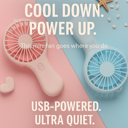 Compact USB Mini Fan – Adjustable Speeds & Quiet Cooling
