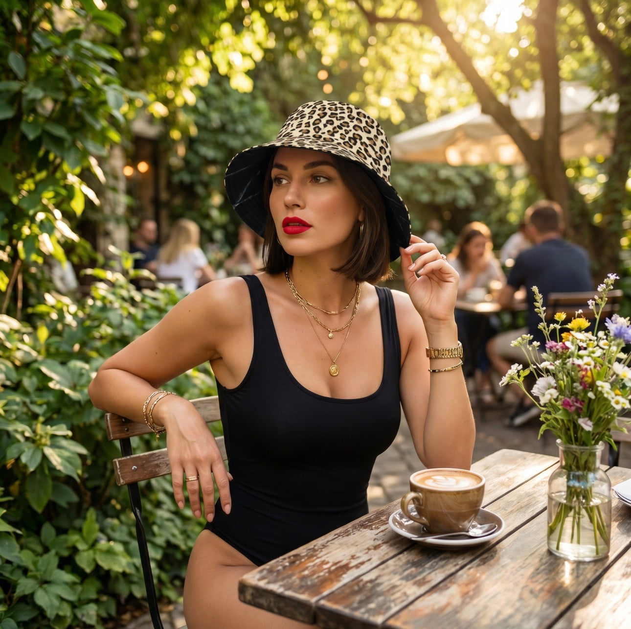 Reversible Leopard Black Bucket Hat