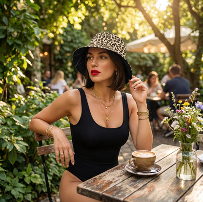 Reversible Leopard Black Bucket Hat