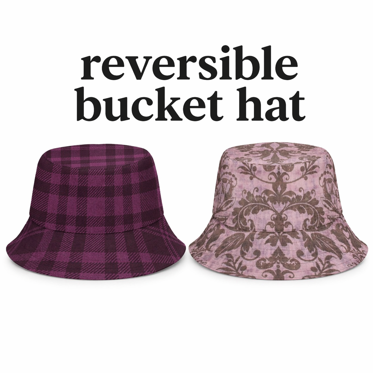  Reversible Plum Plaid Bucket Hat