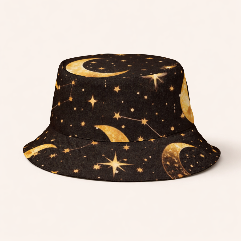 celestial moon stars reversible bucket hat