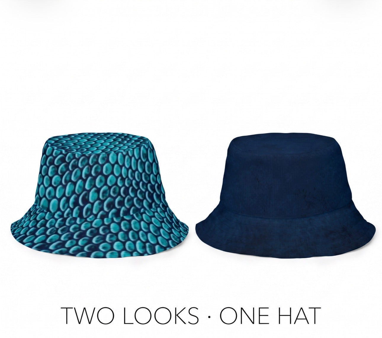 Reversible Teal Snakeskin Bucket Hat