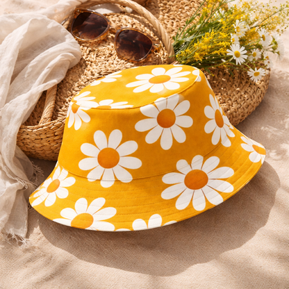 reversible daisy bucket hat