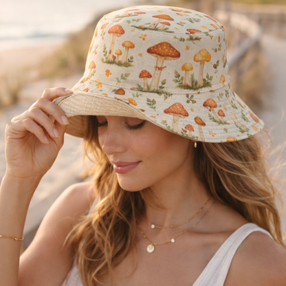 cottagecore mushroom bucket hat