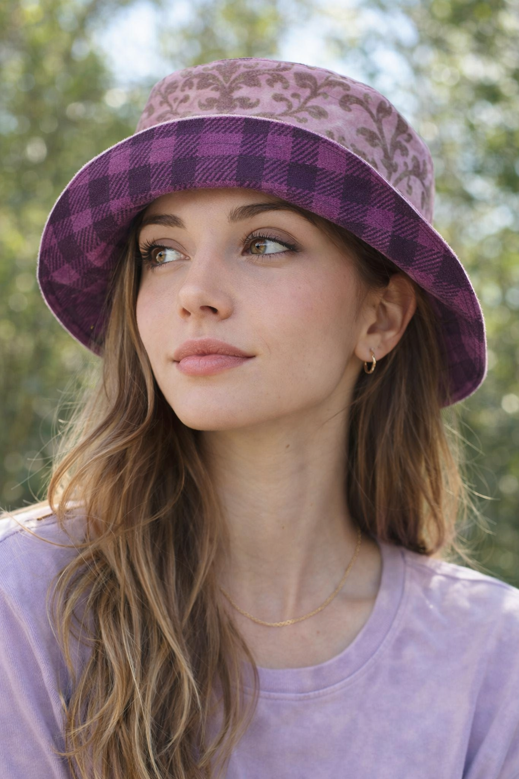 reversible plum bucket hat