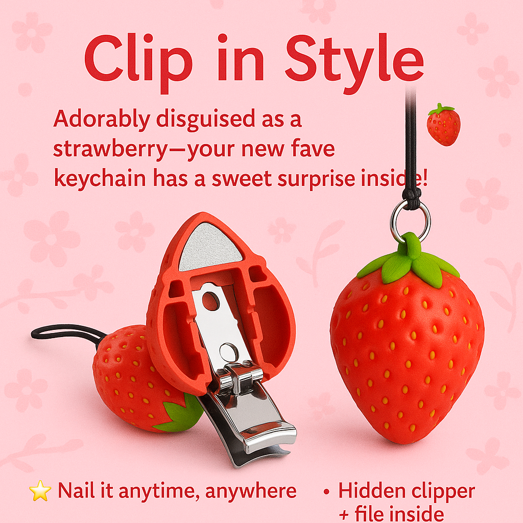 Strawberry Foldable Nail Clipper Keychain – Compact & Portable