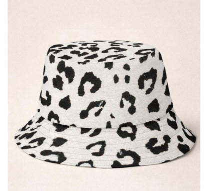 reversible plaid leopard bucket hat