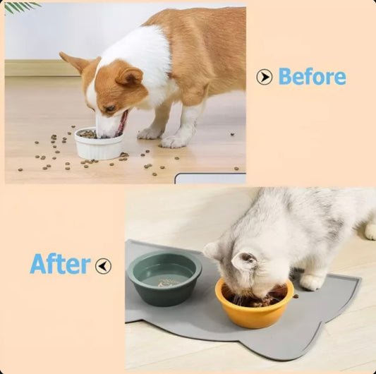 Silicone Pet Feeding Bowl Mat – Waterproof, Non-Slip & Easy to Clean (Dogs & Cats)