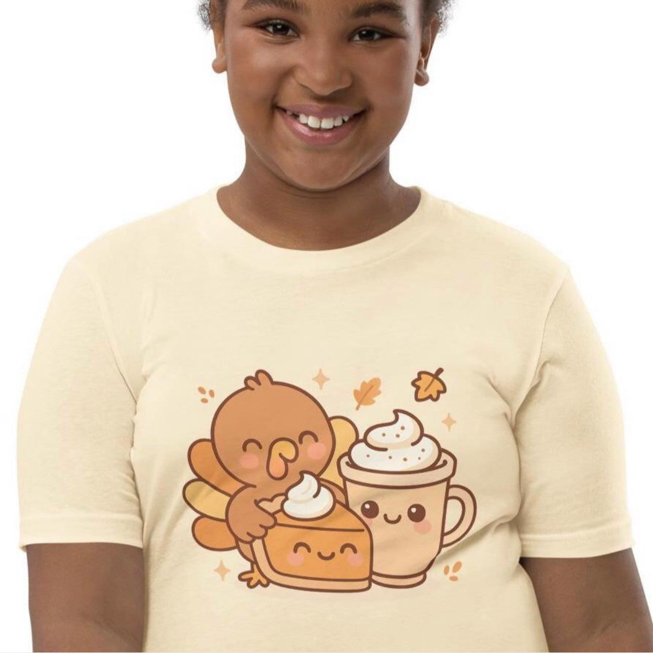 Cute Thanksgiving Shirt Kids Youth, Pumpkin Pie Latte Turkey Tee, Pastel Turkey Shirt Girls Boys, Adorable Turkey Day Gift Fall Outfit