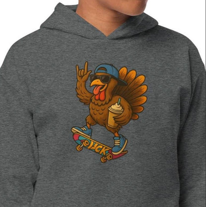 Skateboard Turkey Hoodie: Funny Thanksgiving Youth Sweatshirt