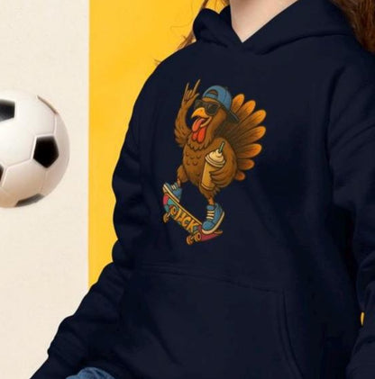 Skateboard Turkey Hoodie: Funny Thanksgiving Youth Sweatshirt