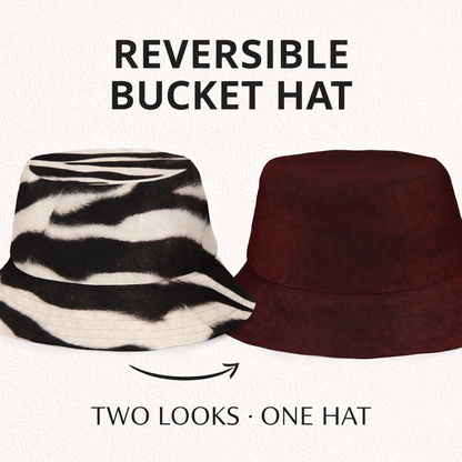 Reversible Zebra Print Burgundy Bucket Hat