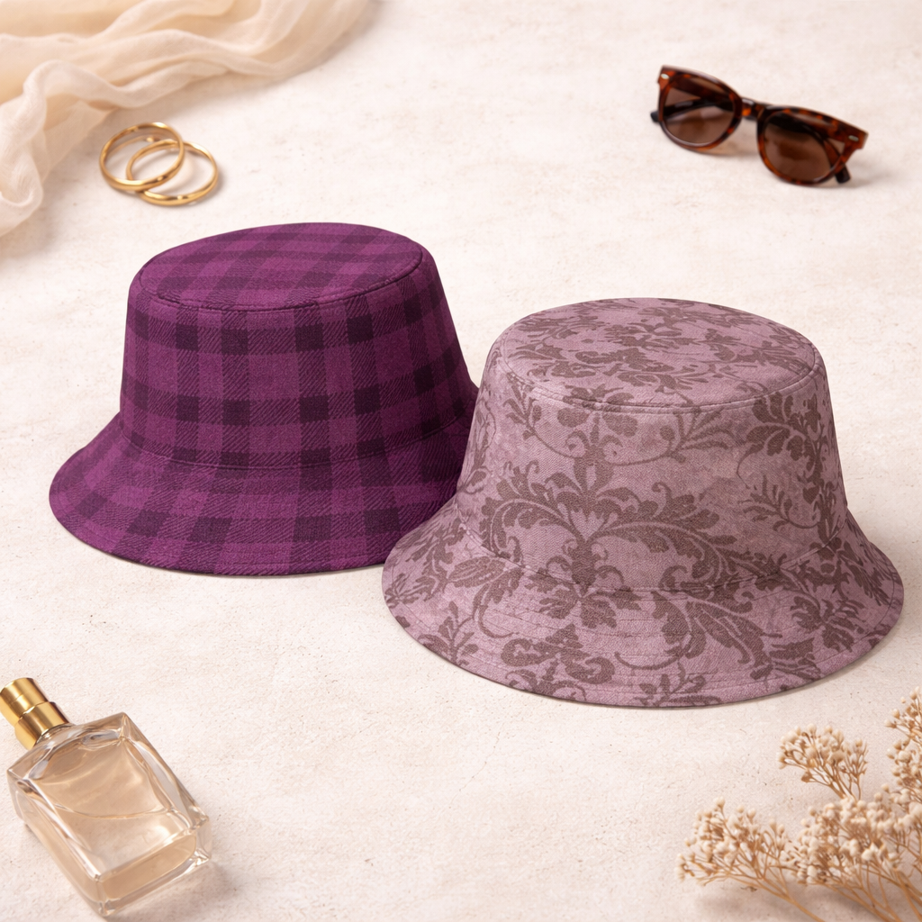 reversible plum bucket hat