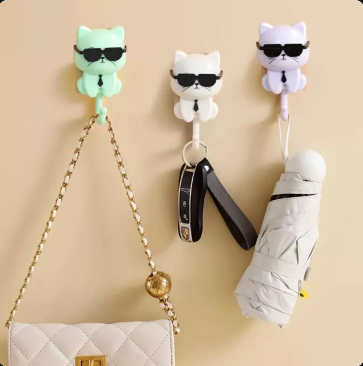 Adorable Cartoon Cat Wall Hook – Waterproof, Damage-Free Hanging