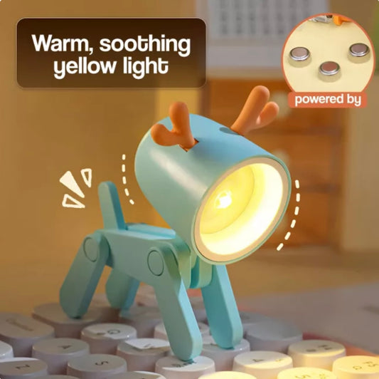Kawaii Pet Night Light – Dog & Deer Desk Lamp