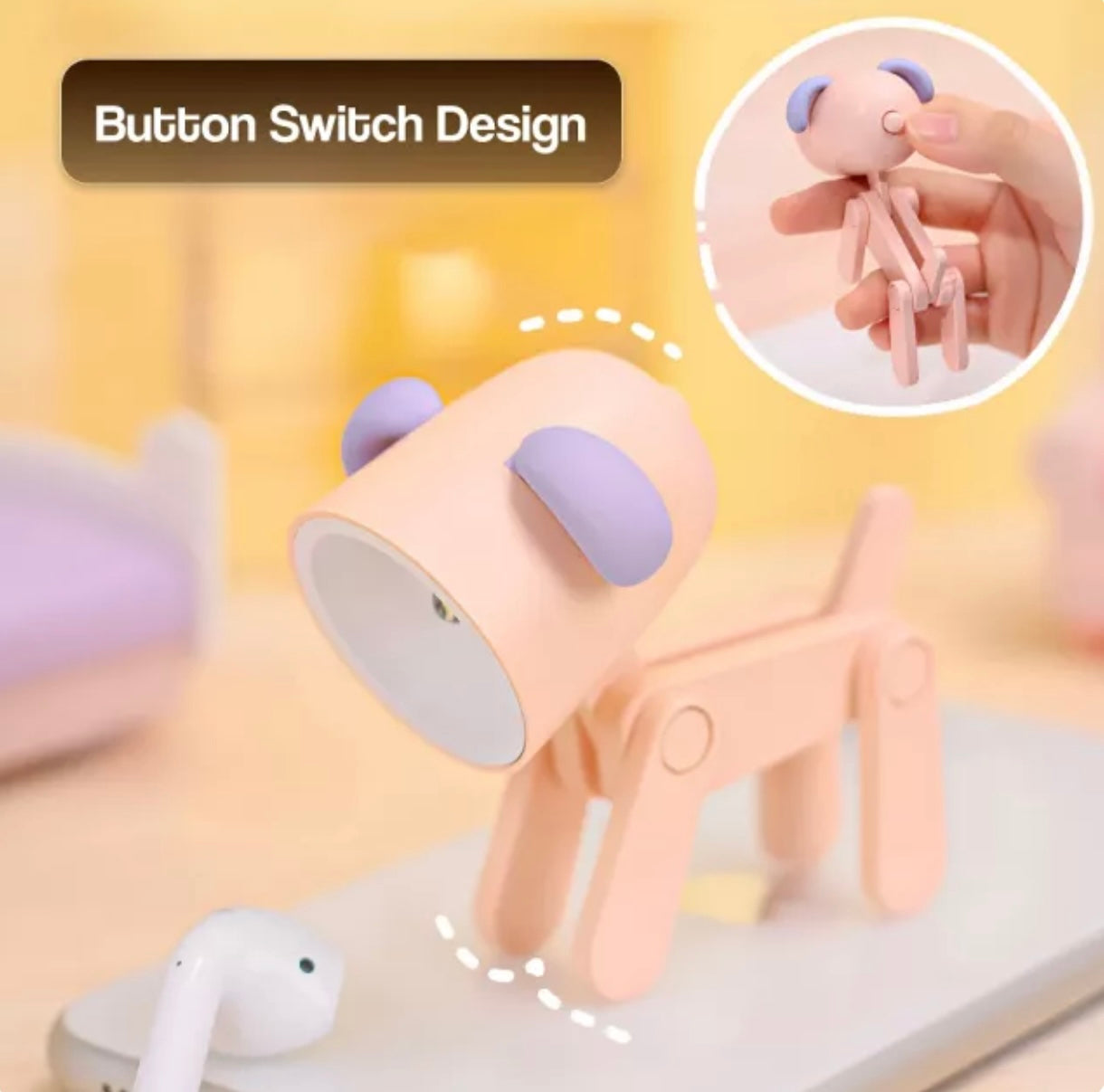 Kawaii Pet Night Light – Dog & Deer Desk Lamp