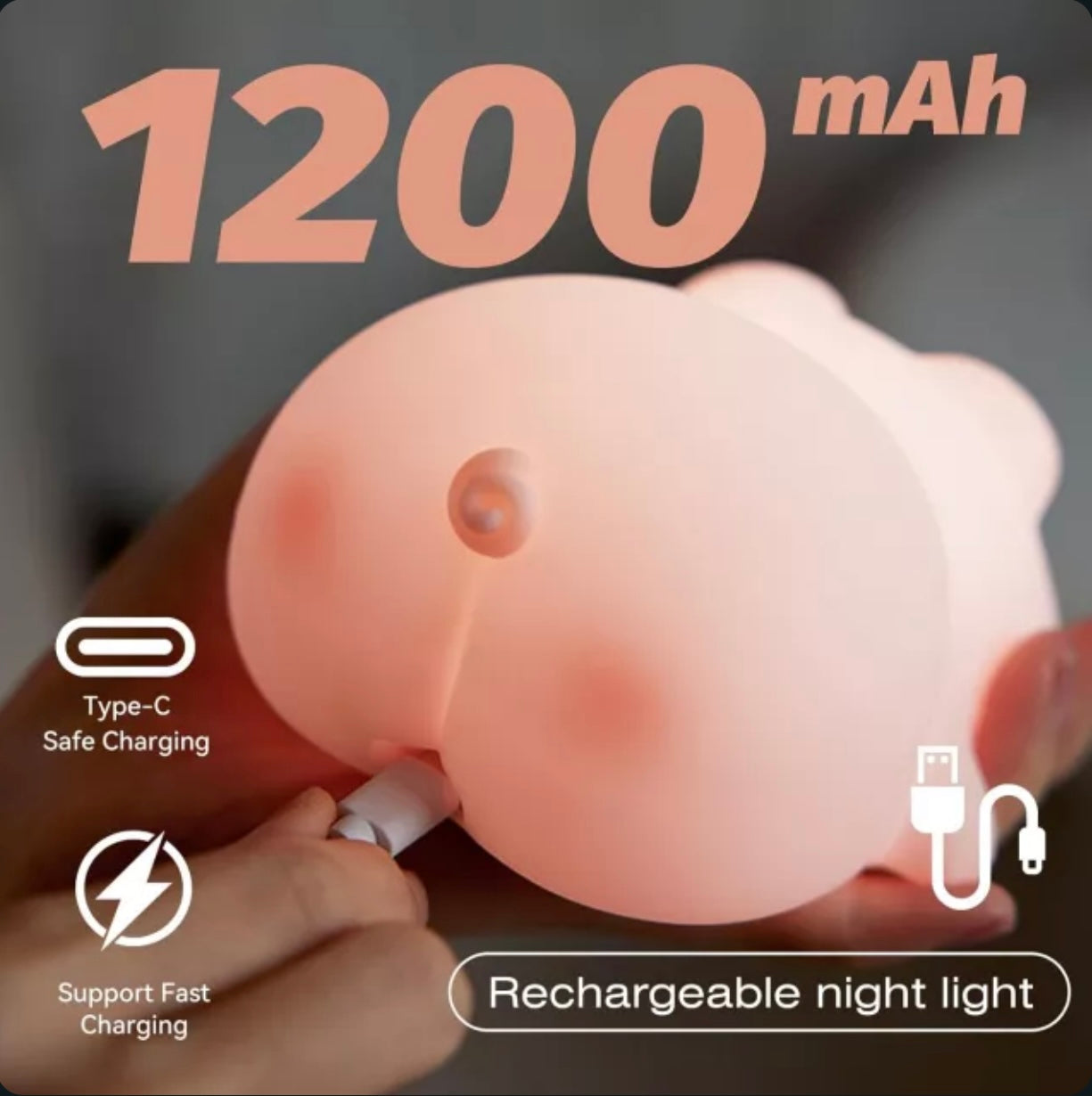 Pink Piggy LED Night Light