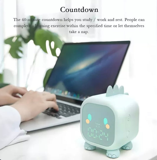 Dinosaur Alarm Clock with Voice Control & Night Light