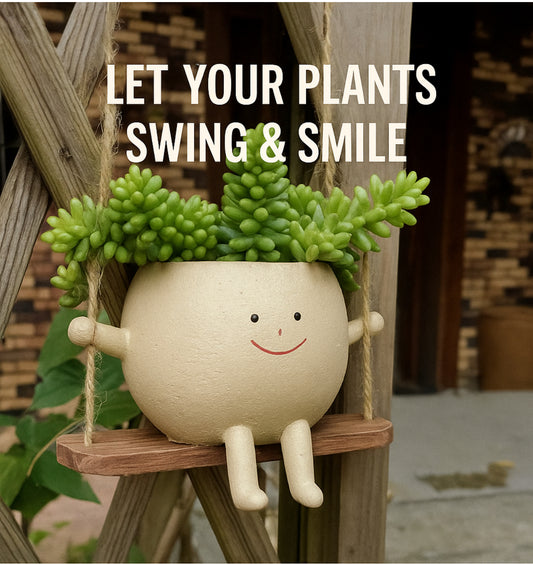 Swinging Face Planter – Whimsical Resin Hanging Pot