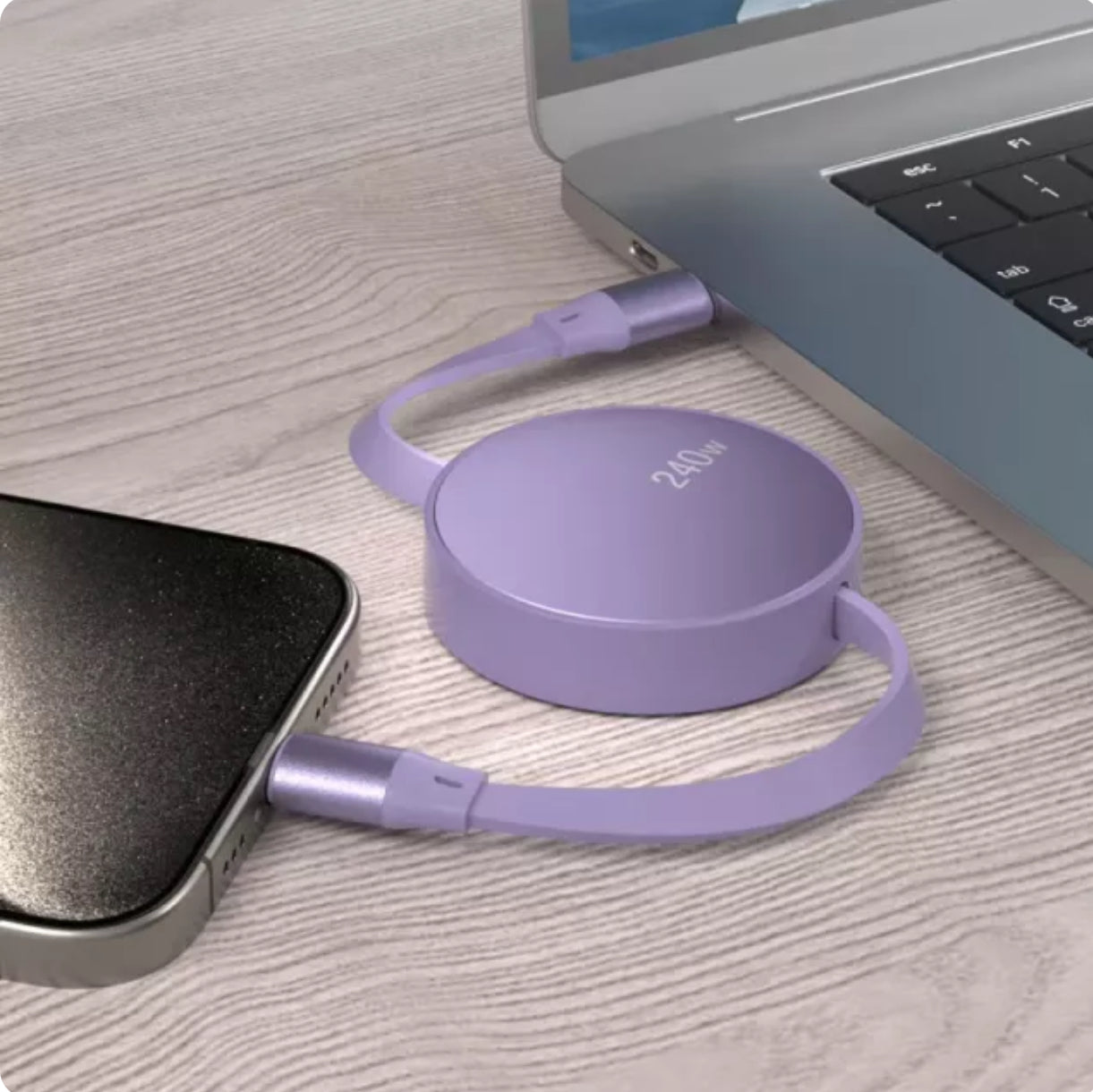 Retractable USB Type-C Cable – 240W Fast Charging for All Devices