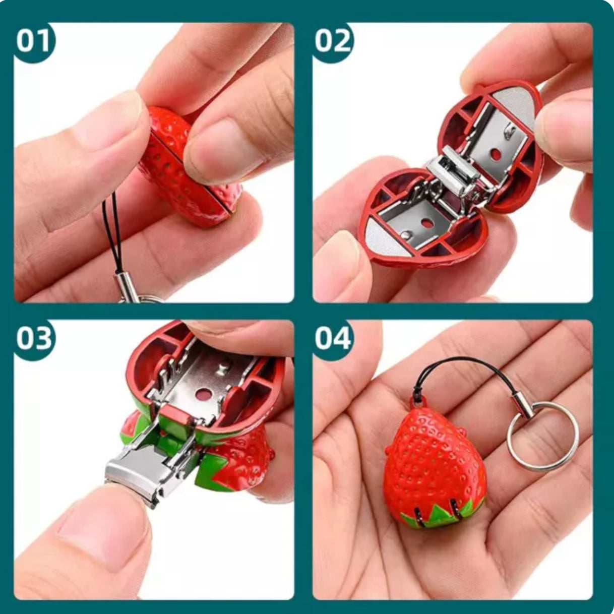 Strawberry Foldable Nail Clipper Keychain – Compact & Portable