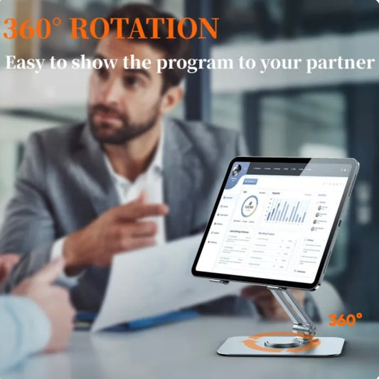 Foldable 360° Rotating Tablet Stand – Adjustable Aluminum Holder