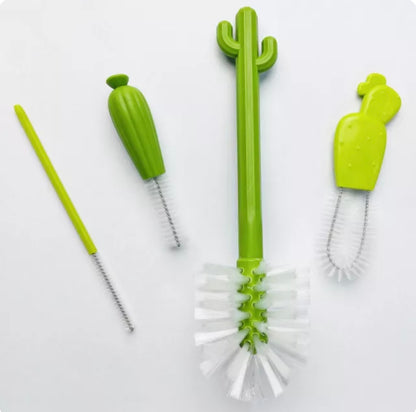 Cactus Baby Bottle Cleaning Brush Set – 4-Piece Cute & Functional Cleaning Kit