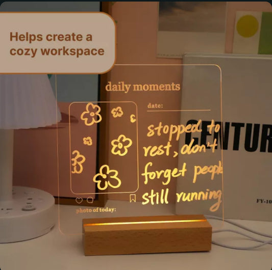 USB Acrylic Message Board Lamp – LED Lit To-Do & Memo Board