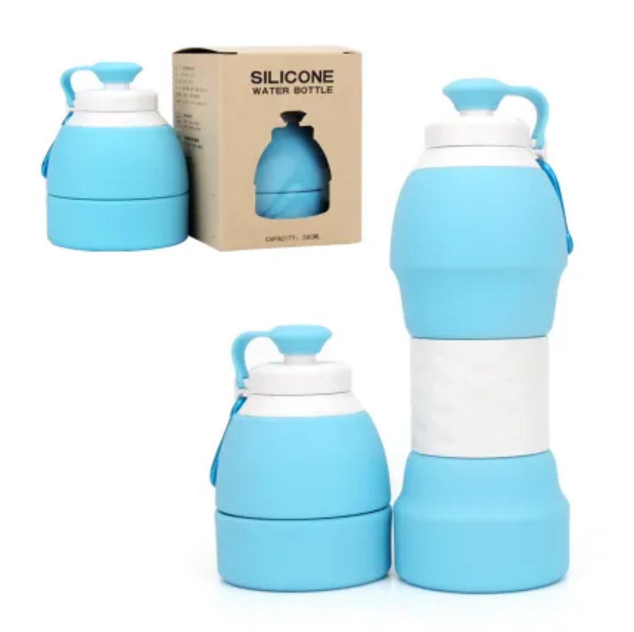 EcofloStow™ Collapsible Silicone Water Bottle – 20 oz | Eco-Friendly, BPA-Free, 7 Vibrant Colors