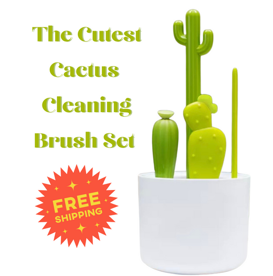 Cactus Baby Bottle Cleaning Brush Set – 4-Piece Cute & Functional Cleaning Kit