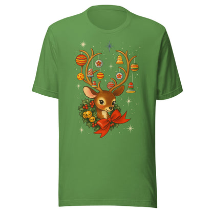 Vintage Retro Christmas Reindeer T-Shirt, Mid Century Holiday Deer, Cute Kitsch Xmas Tee, Ornament Antlers,