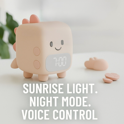 Dinosaur Alarm Clock with Voice Control & Night Light