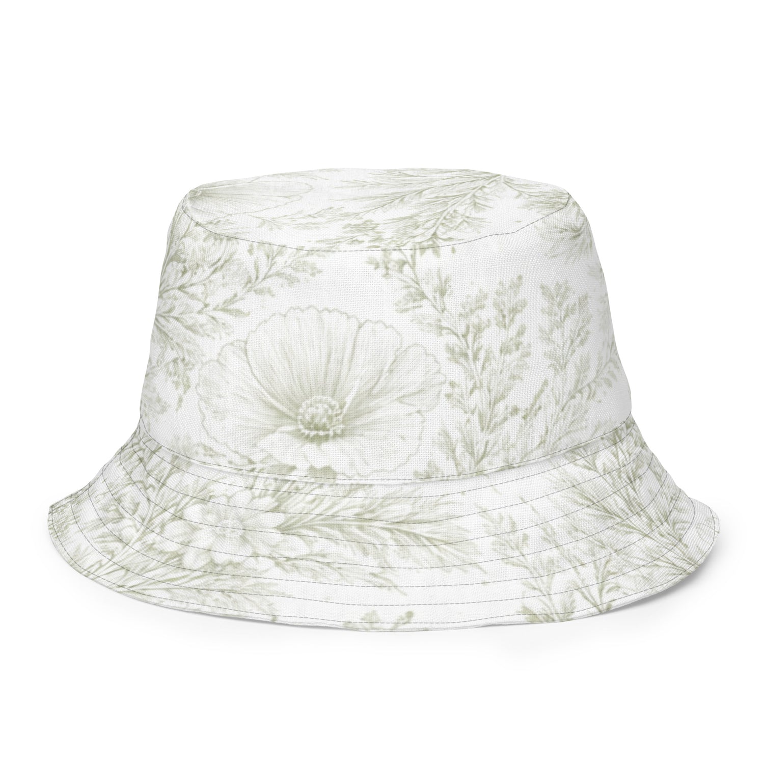 Sage Green Floral Reversible Bucket Hat