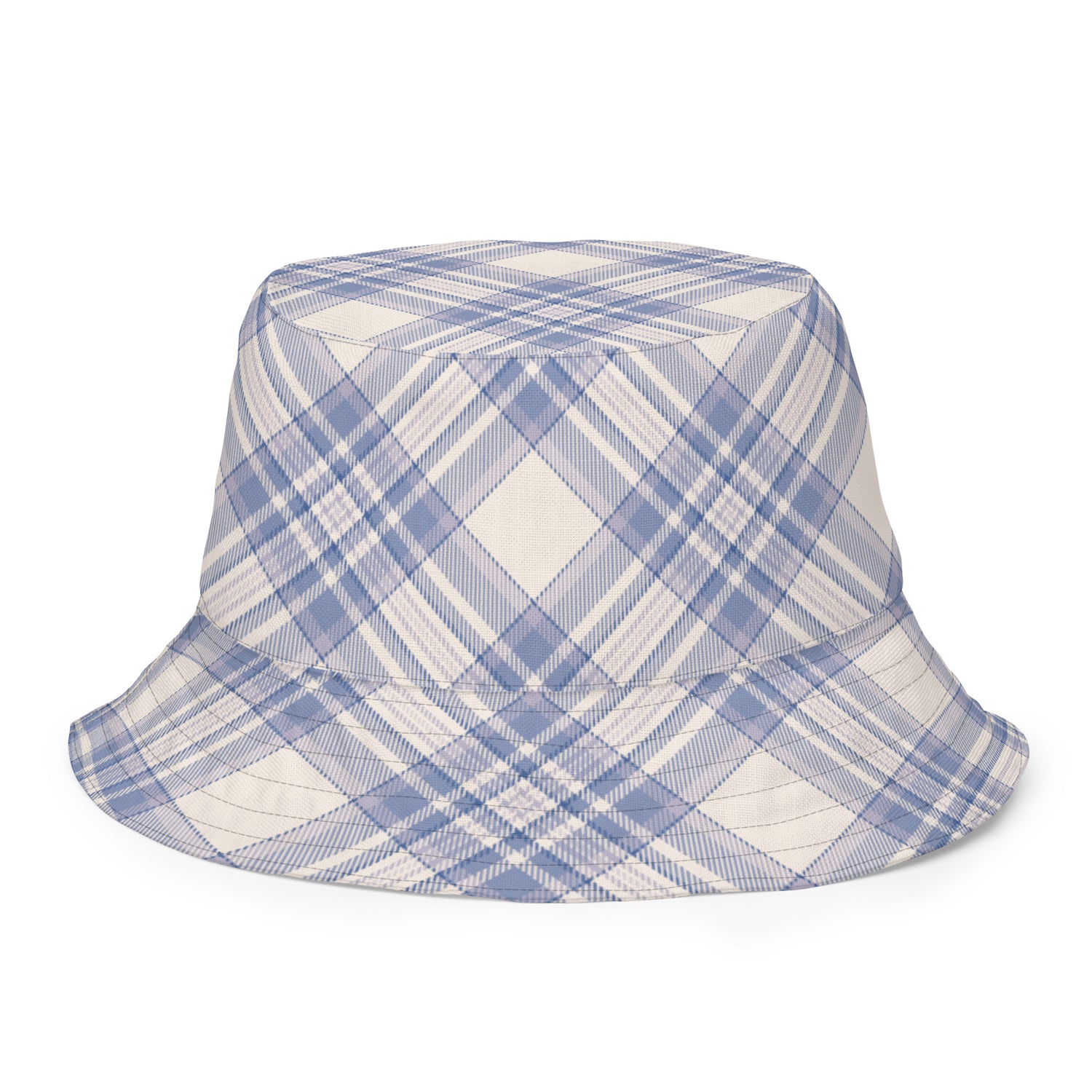 Reversible Blue Floral Plaid Bucket Hat