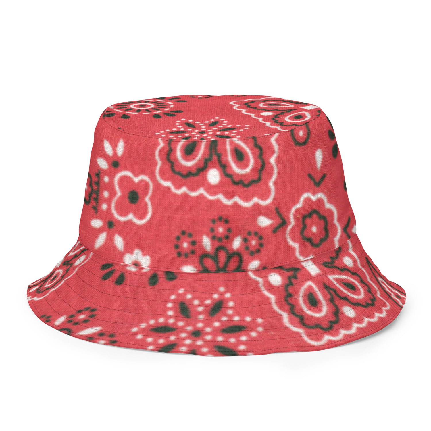 Reversible Denim Red Bandana Bucket Hat