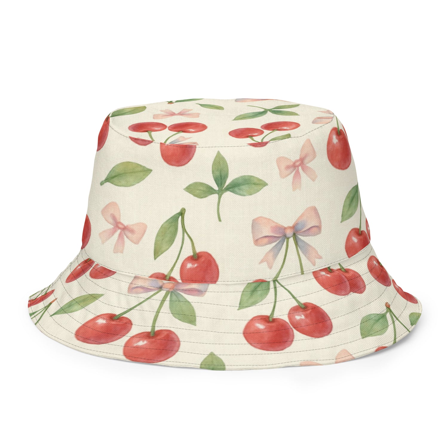 Reversible Cherry Bow Red Gingham Bucket Hat