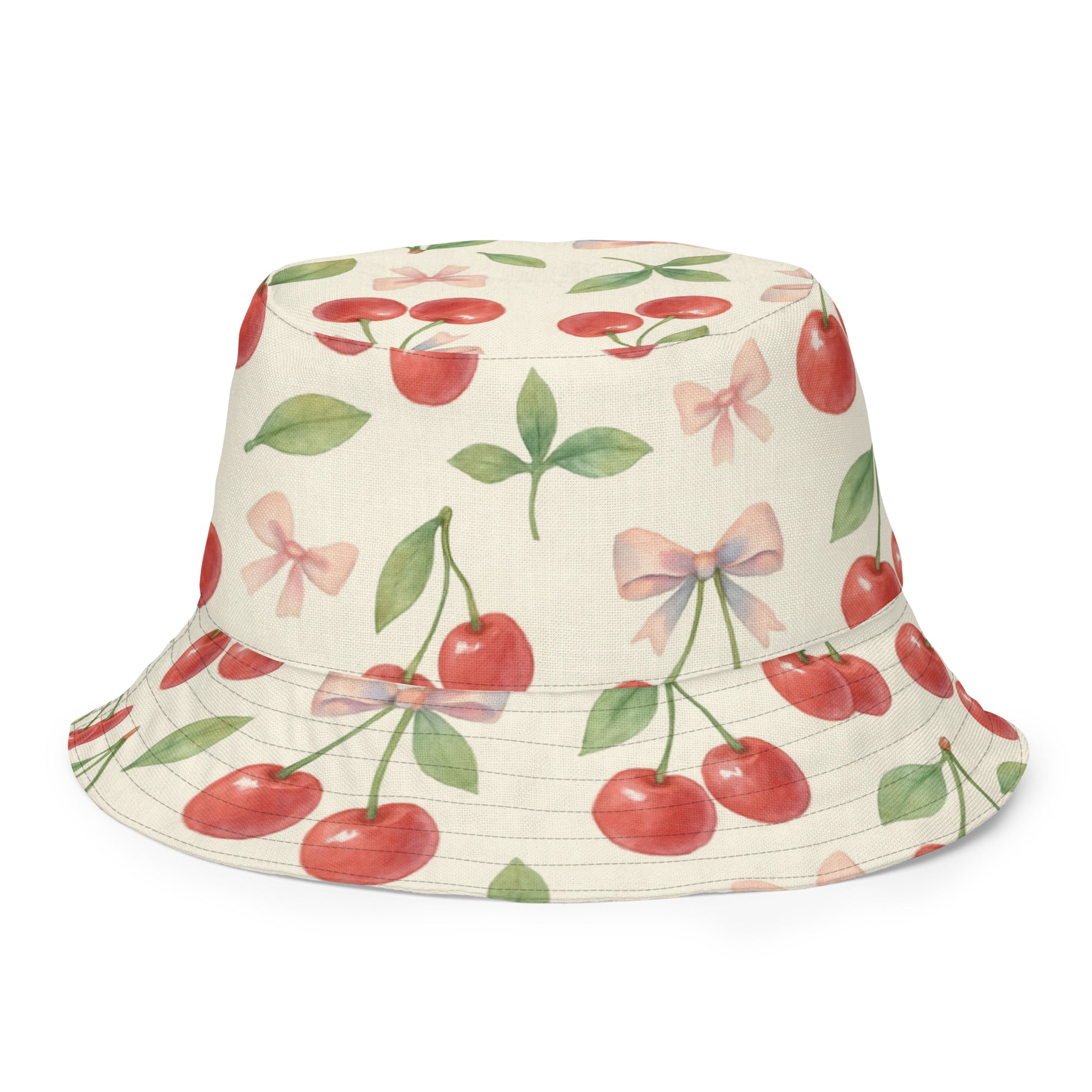 Reversible Cherry Bow Red Gingham Bucket Hat
