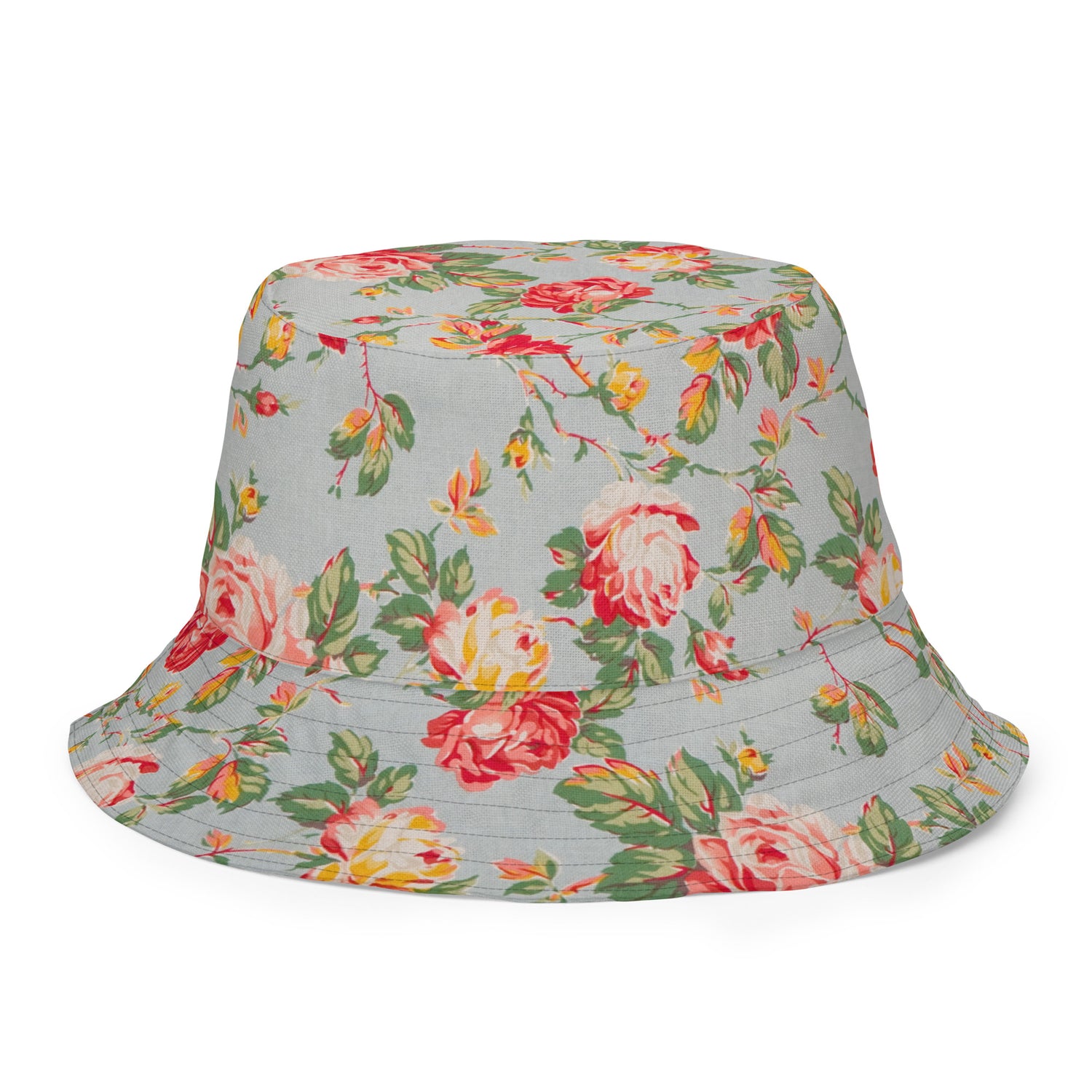 Product mockupReversible Pastel Rose Floral Bucket Hat