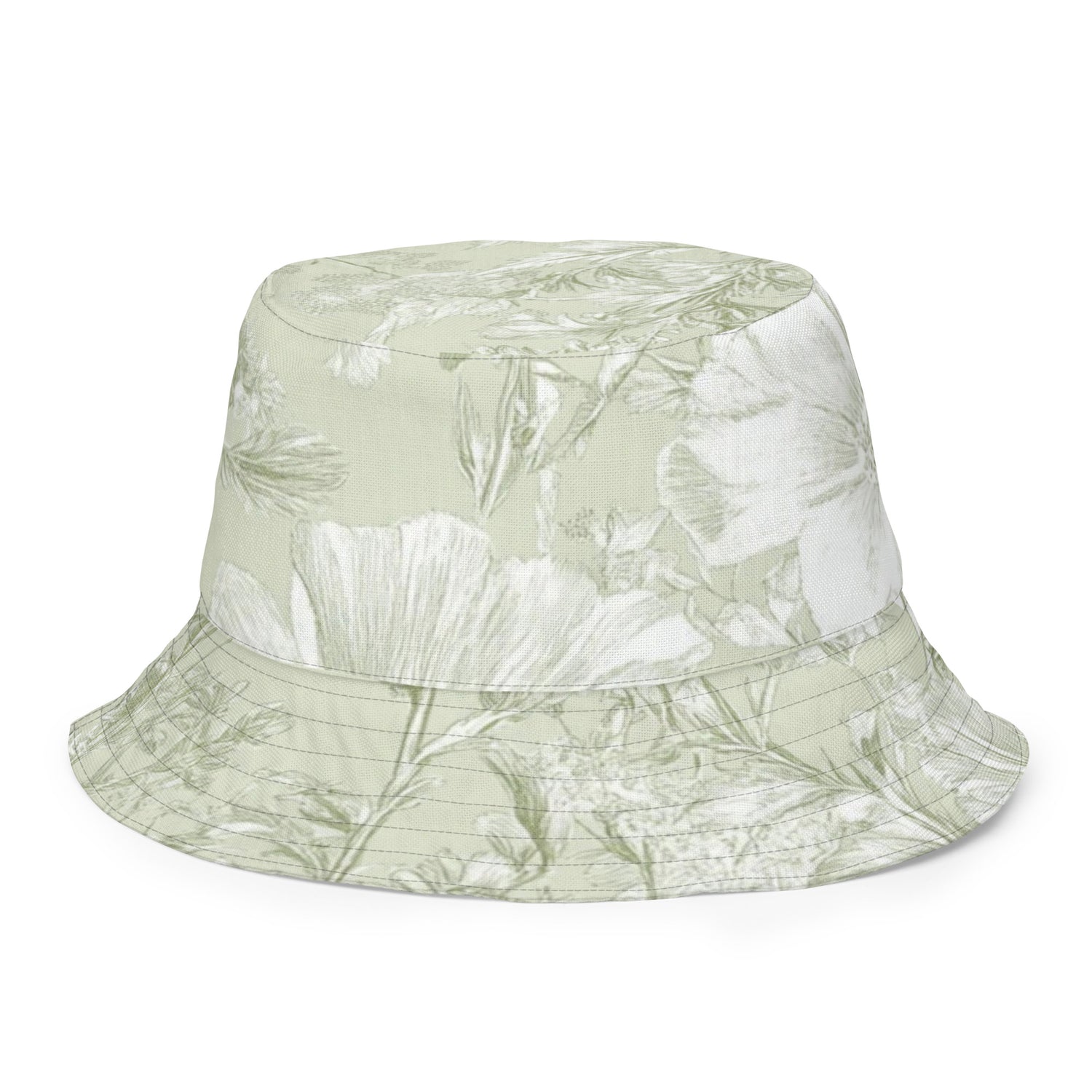 Sage Green Floral Reversible Bucket Hat