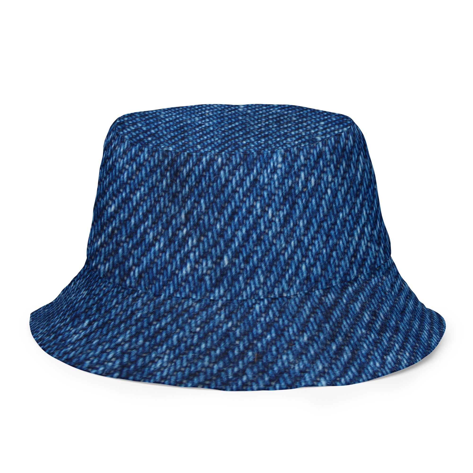 Product mockupReversible Denim Orange Plaid Bucket Hat