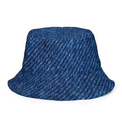 Product mockupReversible Denim Orange Plaid Bucket Hat