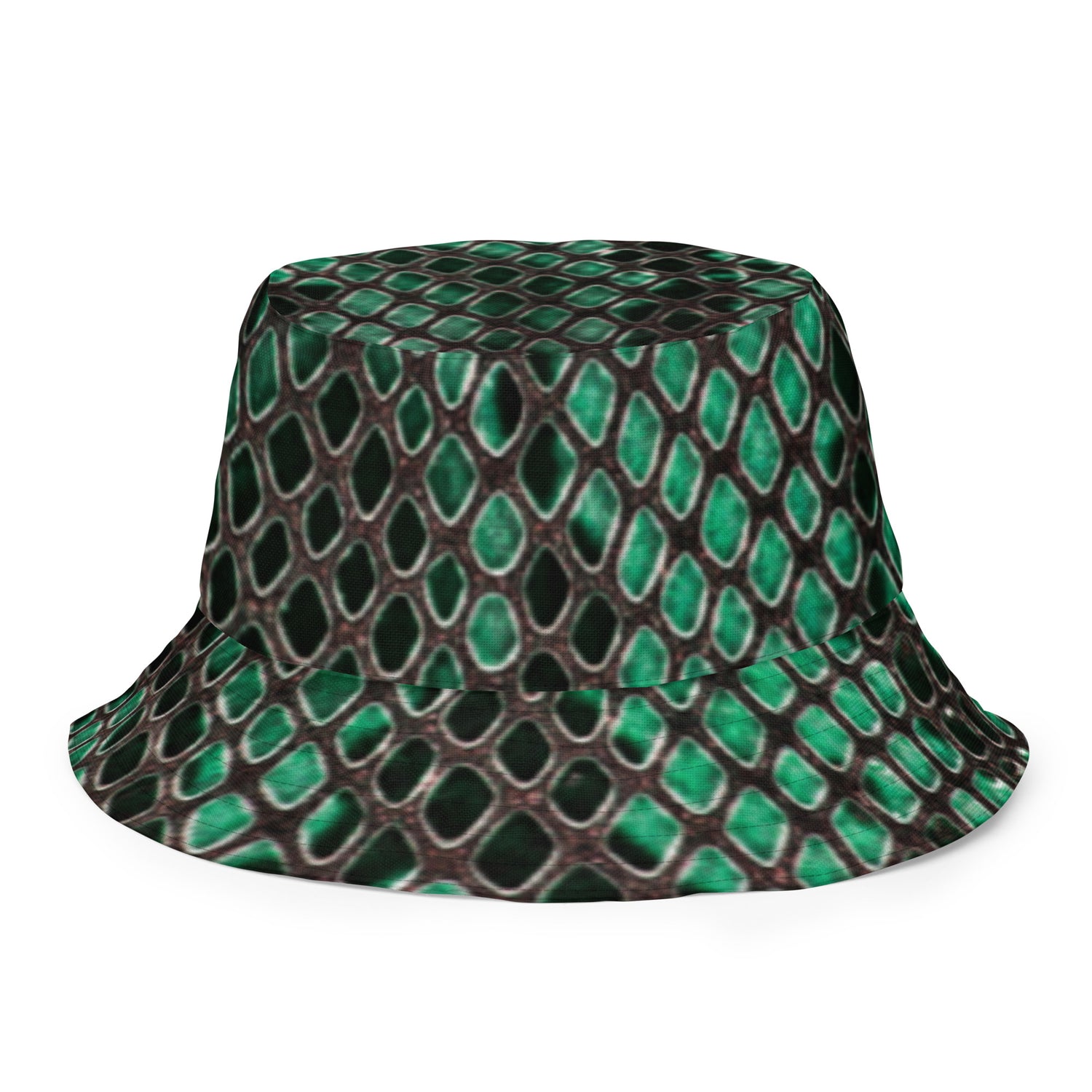 Reversible Emerald Green Snakeskin Bucket Hat
